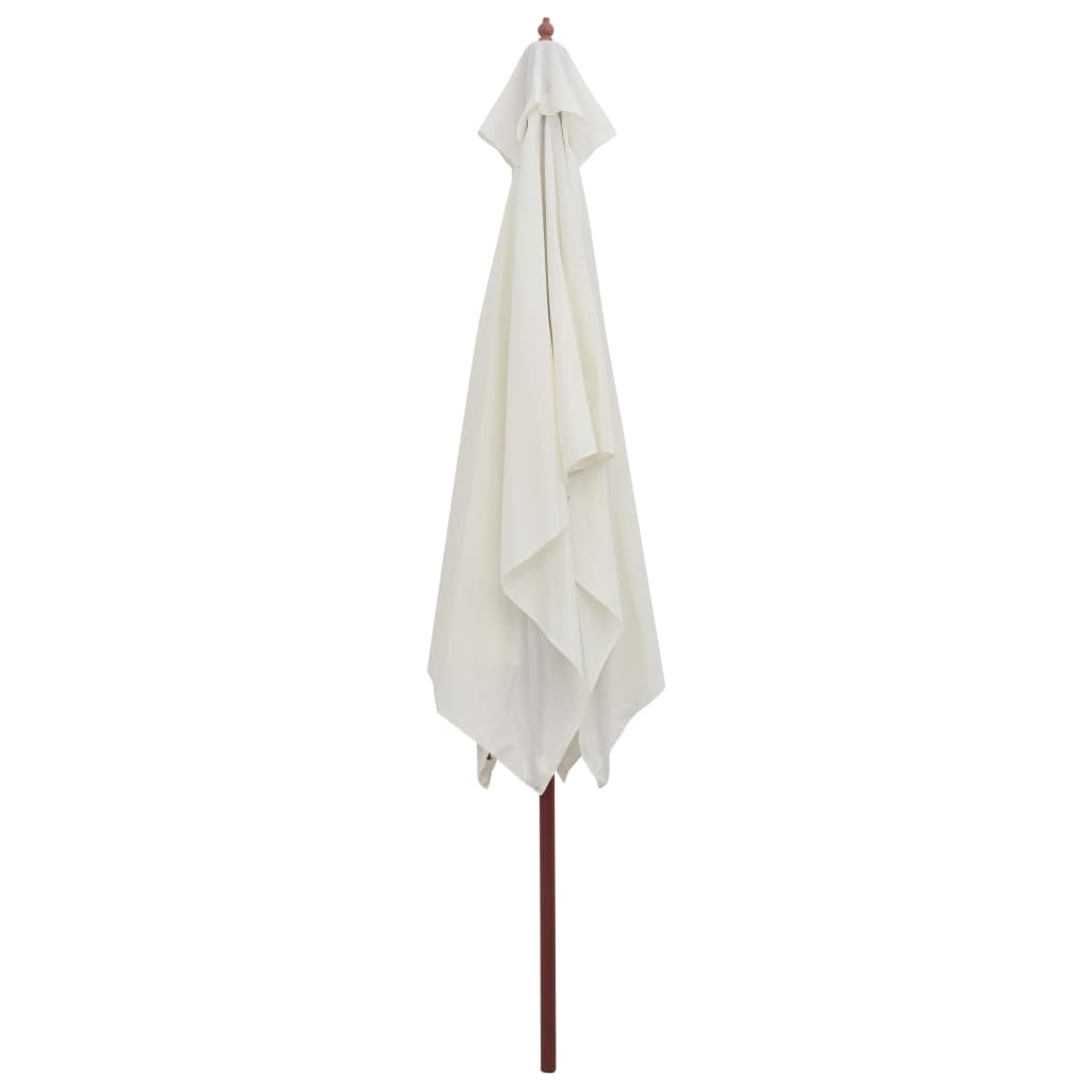 Ombrellone 200x300 cm Palo in Legno Bianco Crema