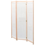 Paravento a 3 Pannelli Crema 120x170x4 cm in Tessuto