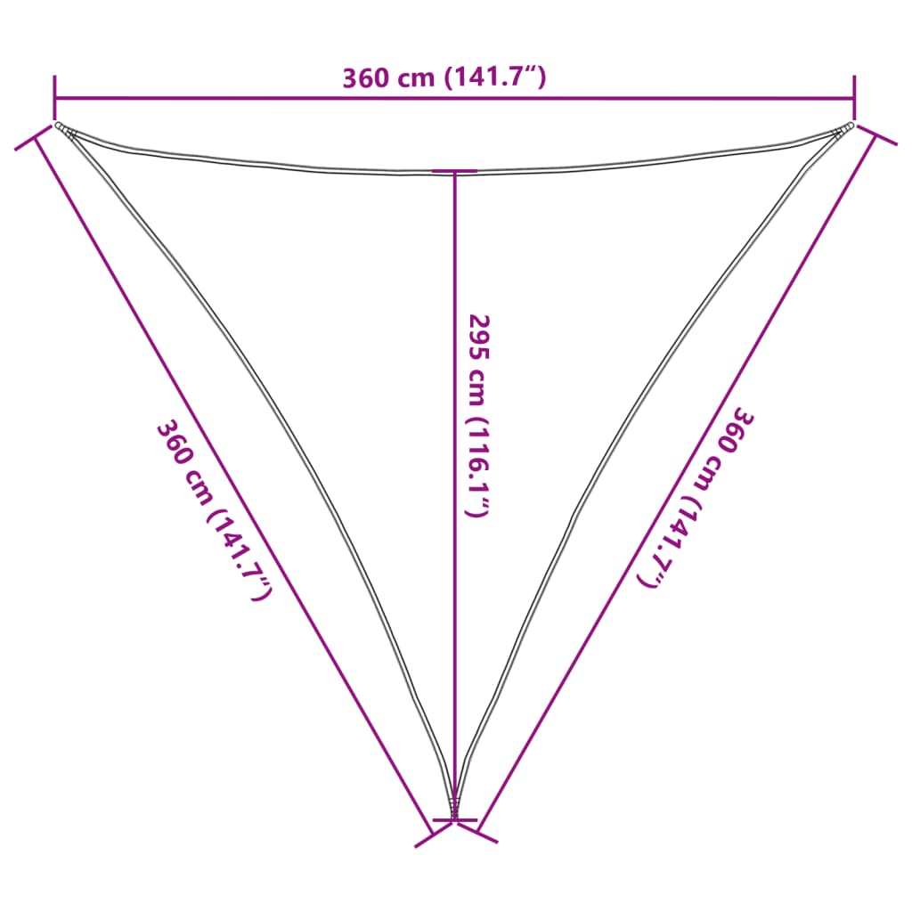 Vela a Parasole HDPE Triangolare 3,6x3,6x3,6 m Bianca