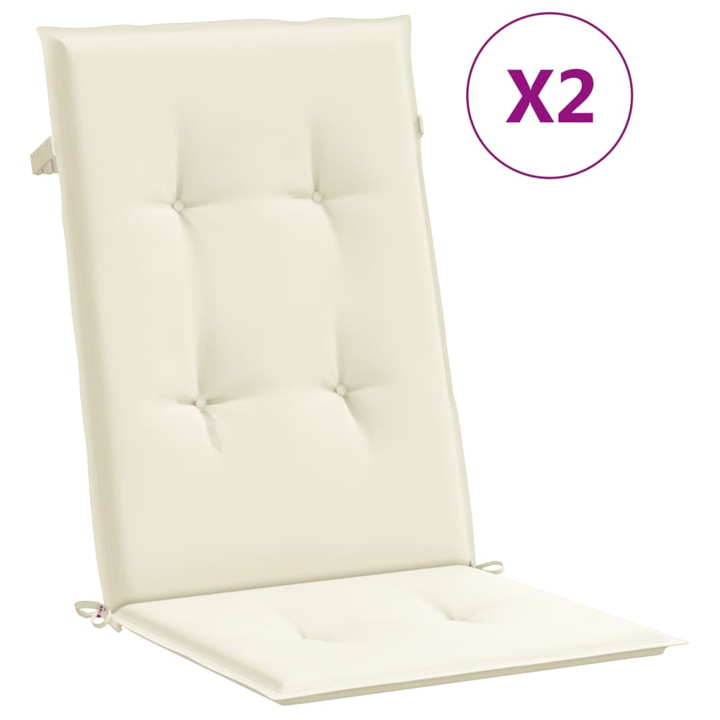 Cuscini per Sedie 2 pz Crema 120x50x3 cm in Tessuto