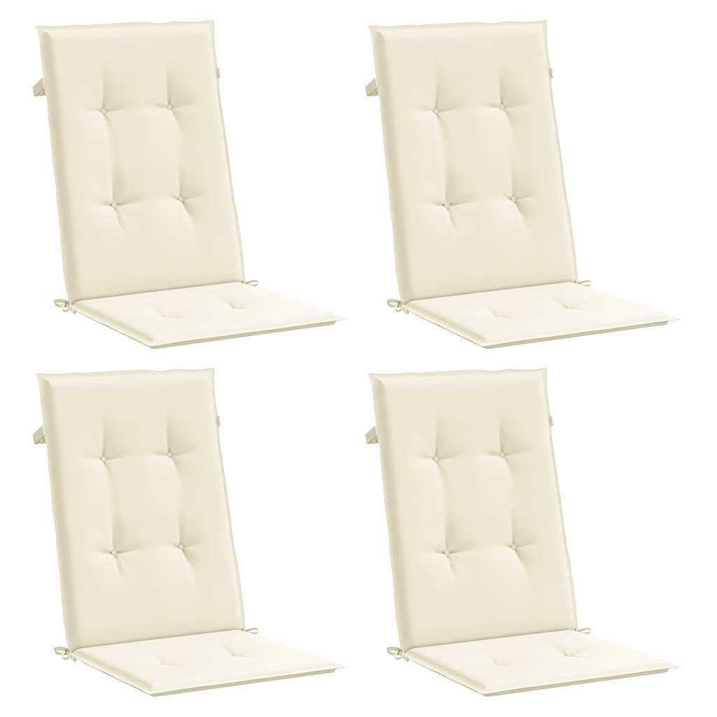 Cuscini per Sedie 4 pz Crema 120x50x2 cm in Tessuto