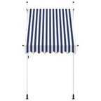 Tenda da Sole Retrattile Manuale 150 cm a Strisce Blu e Bianche