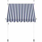 Tenda da Sole Retrattile Manuale 200 cm a Strisce Blu e Bianche