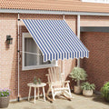 Tenda da Sole Retrattile Manuale 200 cm a Strisce Blu e Bianche