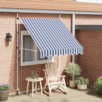 Tenda da Sole Retrattile Manuale 200 cm a Strisce Blu e Bianche