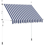 Tenda da Sole Retrattile Manuale 250 cm a Strisce Blu e Bianche