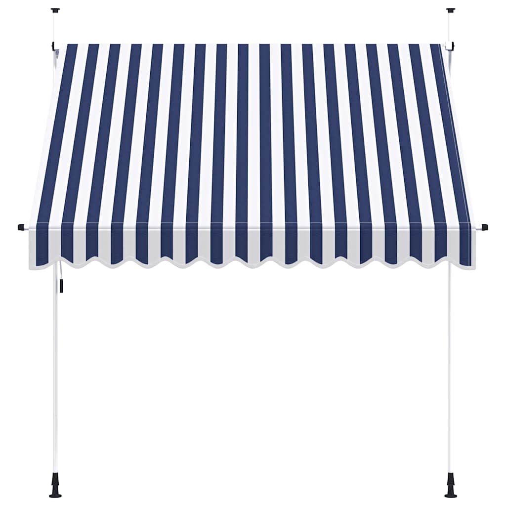 Tenda da Sole Retrattile Manuale 250 cm a Strisce Blu e Bianche