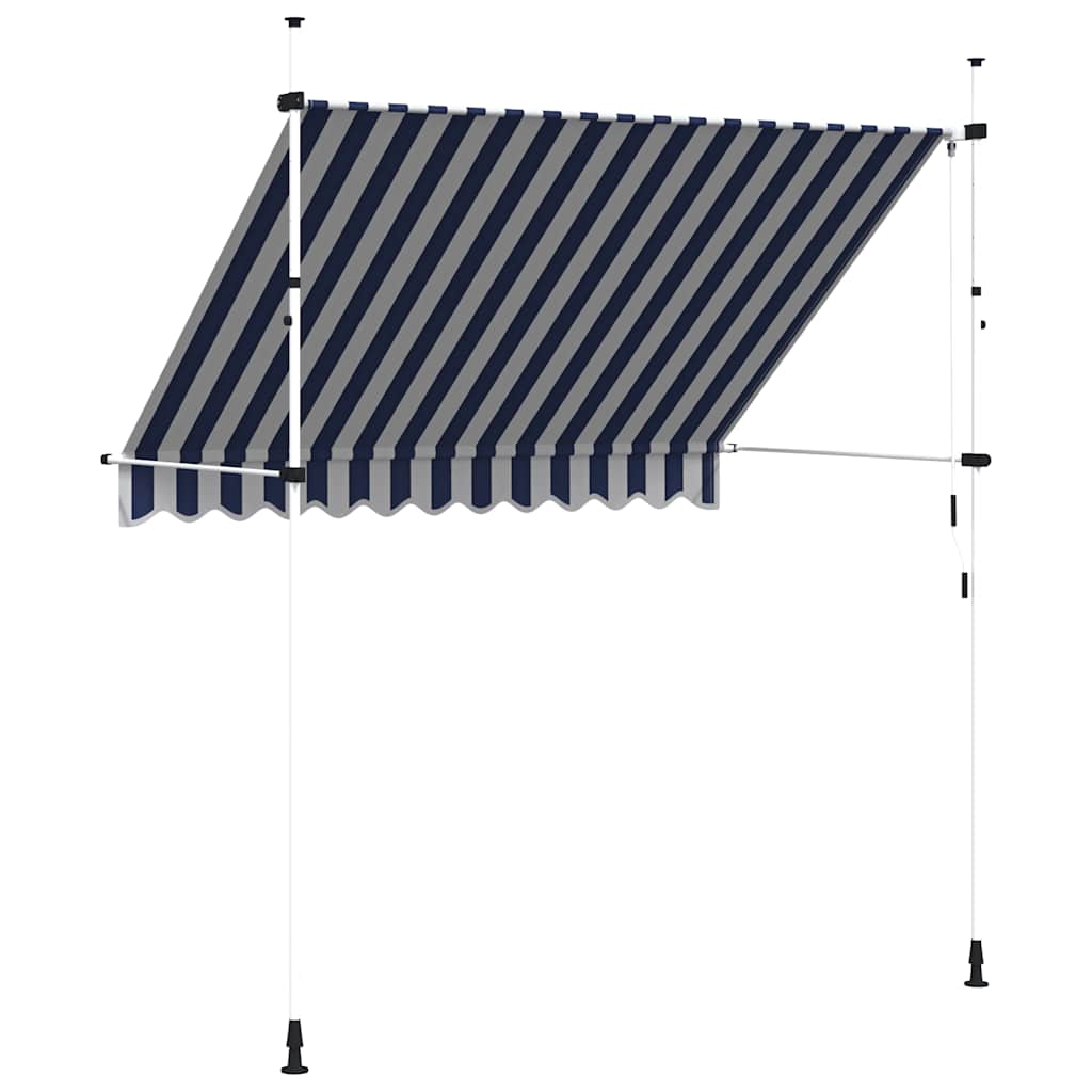 Tenda da Sole Retrattile Manuale 250 cm a Strisce Blu e Bianche