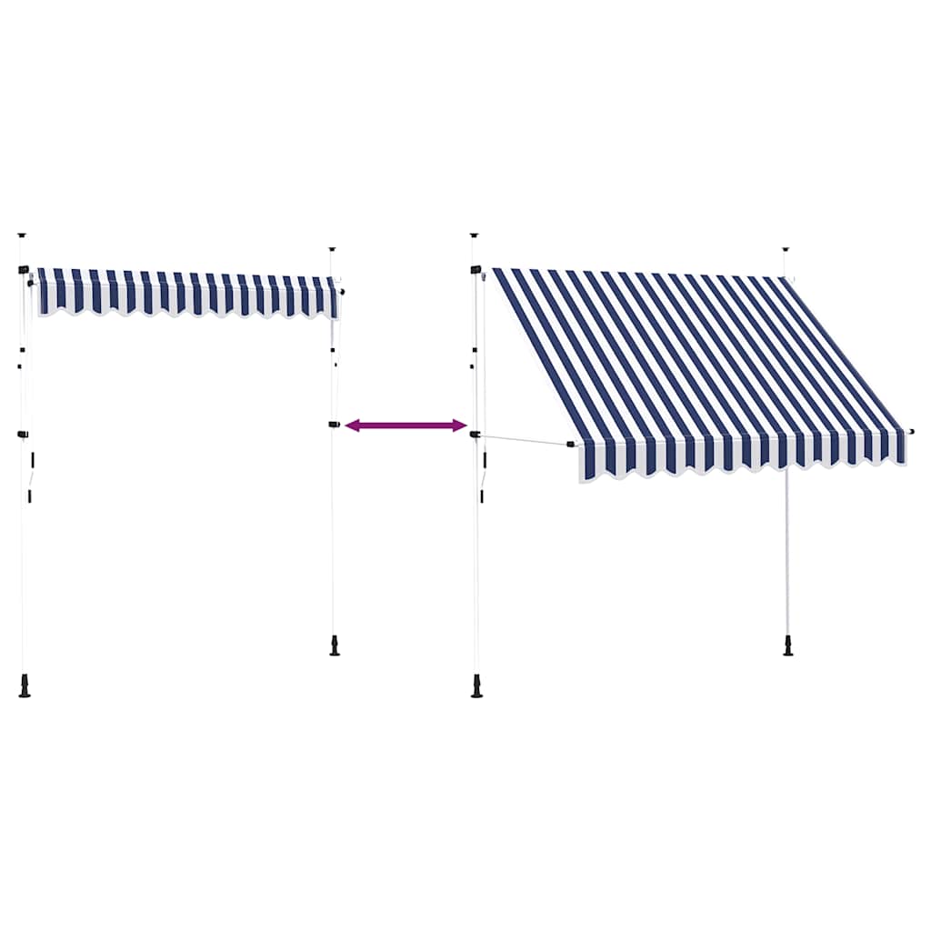 Tenda da Sole Retrattile Manuale 250 cm a Strisce Blu e Bianche