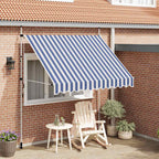 Tenda da Sole Retrattile Manuale 250 cm a Strisce Blu e Bianche