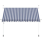 Tenda da Sole Retrattile Manuale 350 cm a Strisce Blu e Bianche