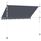 Tenda da Sole Retrattile Manuale 350 cm a Strisce Blu e Bianche