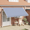 Tenda da Sole Retrattile Manuale 400 cm a Strisce Blu e Bianche