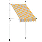 Tenda da Sole Retrattile Manuale 150 cm a Strisce Blu e Gialle