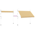 Tenda da Sole Retrattile Manuale 300 cm a Strisce Blu e Gialle