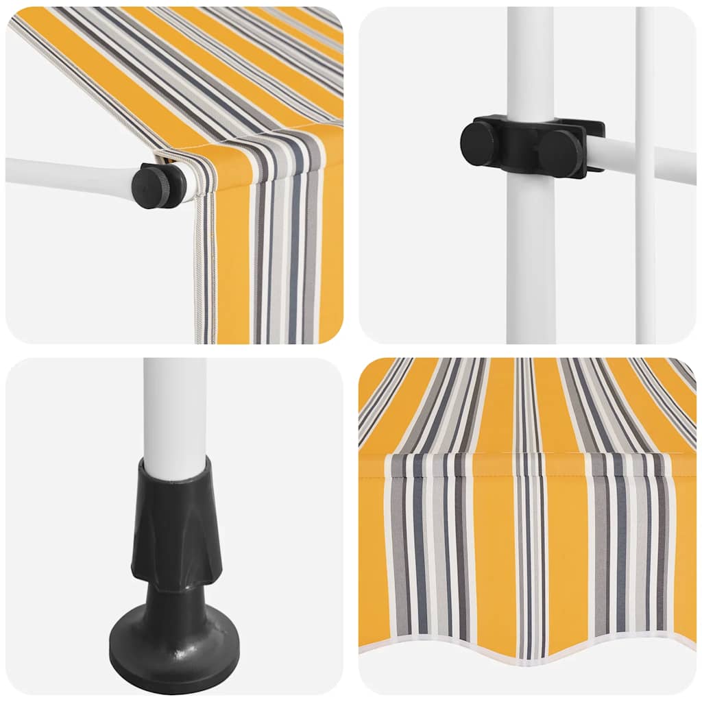 Tenda da Sole Retrattile Manuale 350 cm a Strisce Blu e Gialle