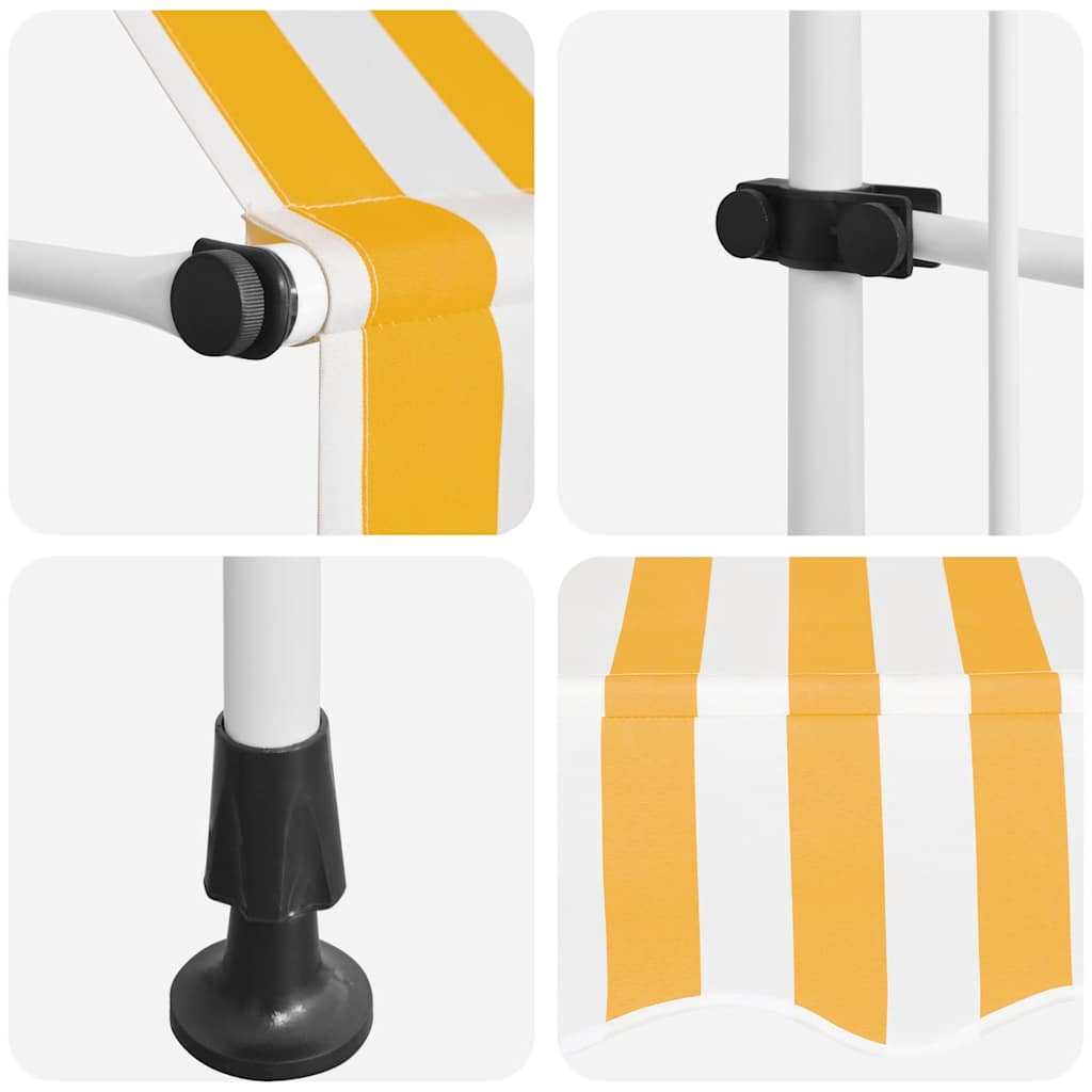 Tenda da Sole Retrattile Manuale 350cm Strisce Arancione Bianco