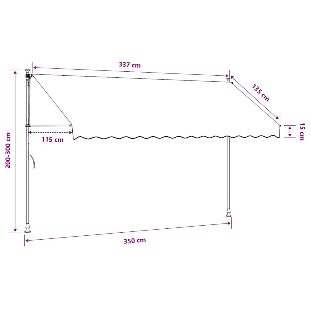 Tenda da Sole Retrattile Manuale 350cm Strisce Arancione Bianco