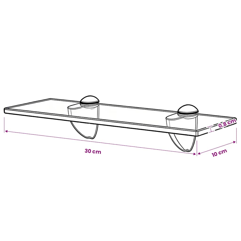 Mensola Galleggiante in Vetro 30x10 cm 8 mm