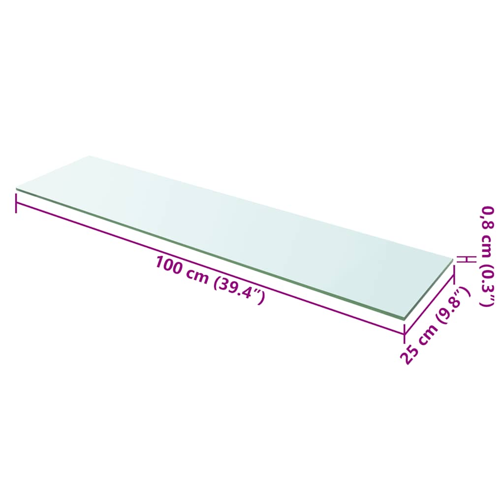 Mensola in Vetro Trasparente 100x25 cm
