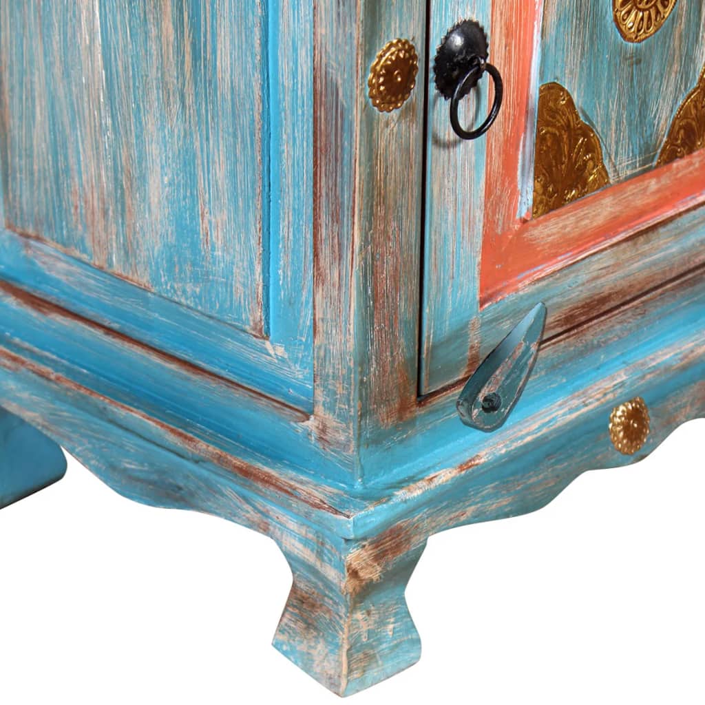 Comodino in Legno Massello di Mango Blu