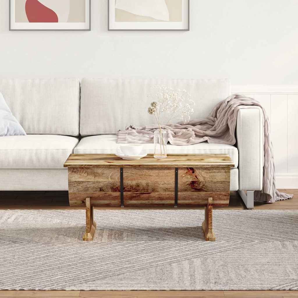 Tavolino da Salotto in Legno Massello di Mango 88x50x40 cm