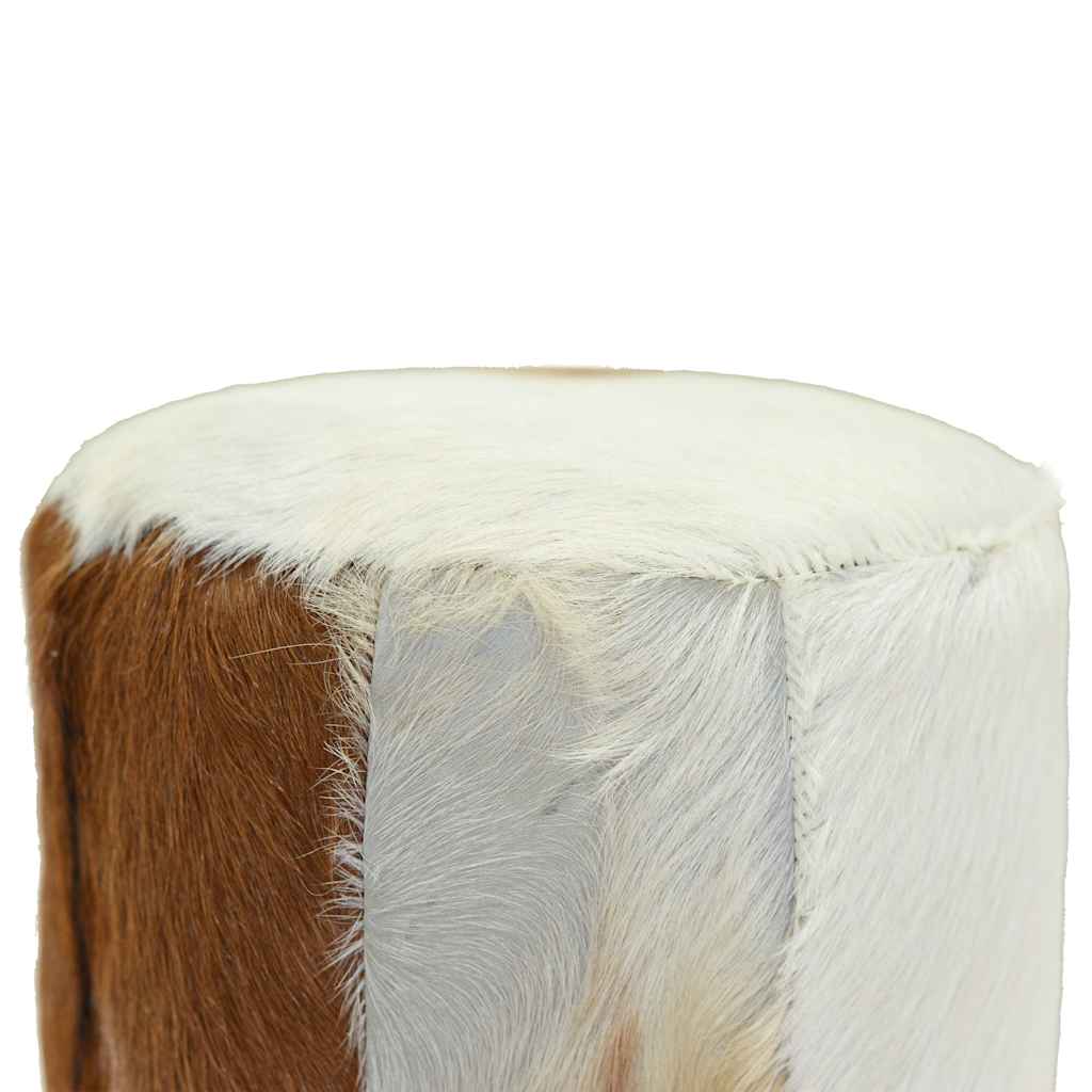 Sgabello da Bar in Pelle di Capra e Legno Massello di Teak