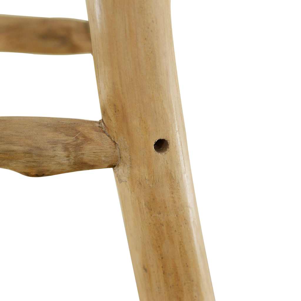 Sgabello da Bar in Pelle di Capra e Legno Massello di Teak