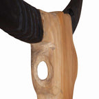 Scultura Teschio di Toro in Teak 66x15x88 cm