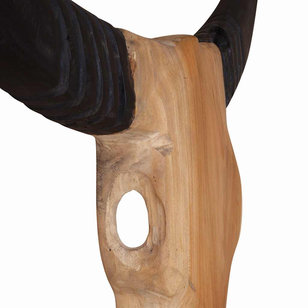 Scultura Teschio di Toro in Teak 66x15x88 cm