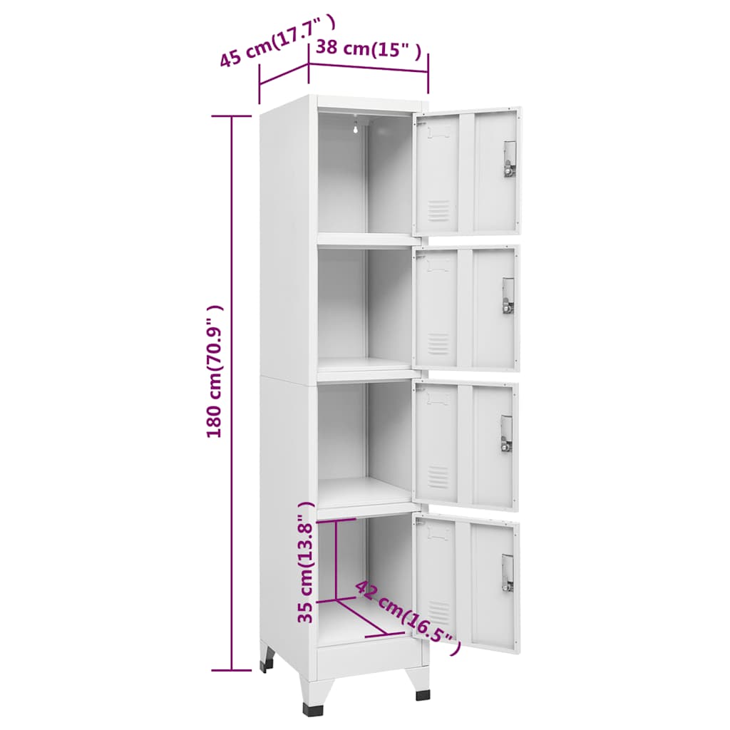 Armadietto a Chiave a 4 Scomparti 38x45x180 cm