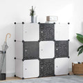 Armadio Salvaspazio a Cubo con 9 Scomparti Bianco e Nero