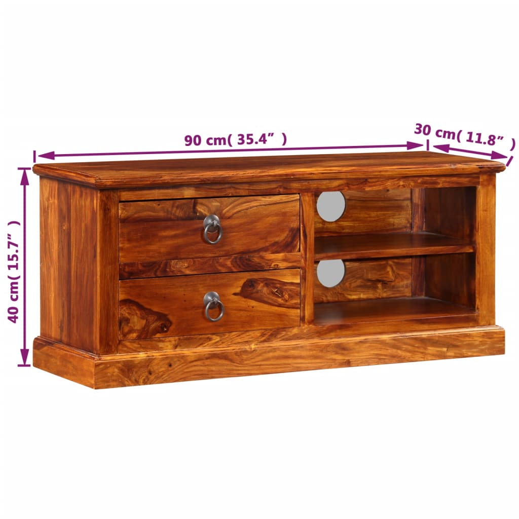 Mobile Porta TV in Legno Massello di Acacia 90x30x40 cm