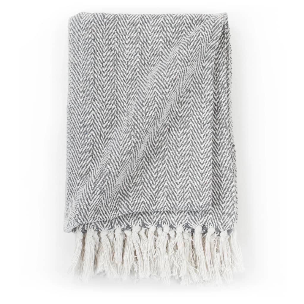 Copriletto in Cotone a Spina di Pesce 125x150 cm Grigio
