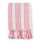 Copriletto in Cotone a Righe 125x150 cm Rosa e Bianco
