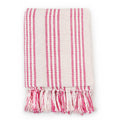 Copriletto in Cotone a Righe 220x250 cm Rosa e Bianco