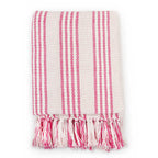 Copriletto in Cotone a Righe 220x250 cm Rosa e Bianco