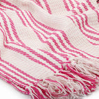 Copriletto in Cotone a Righe 220x250 cm Rosa e Bianco