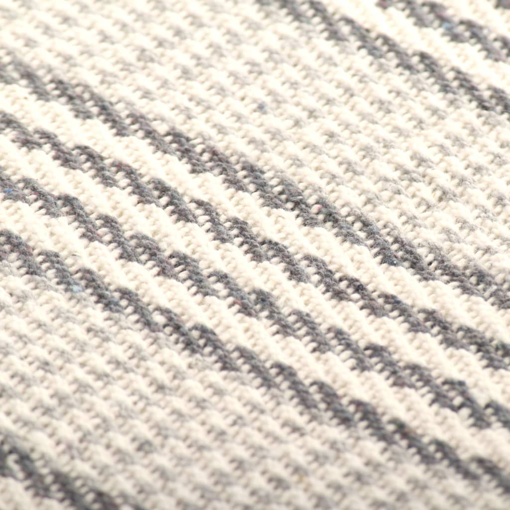 Copriletto in Cotone a Righe 160x210 cm Grigio e Bianco