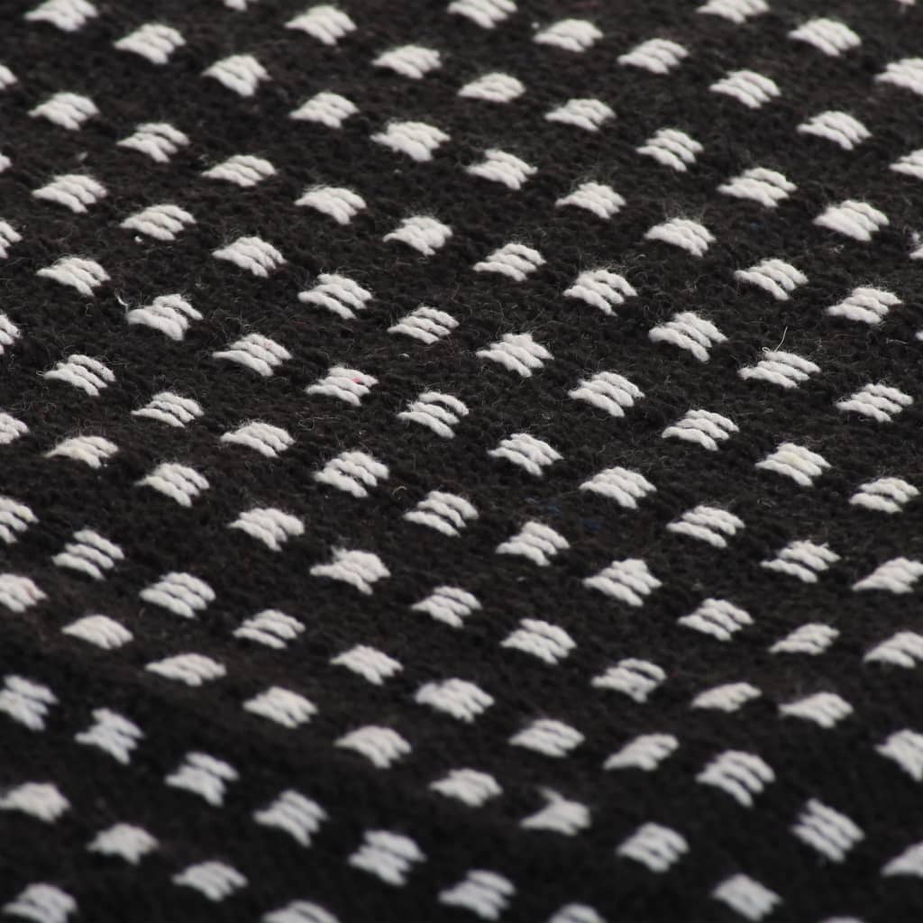 Copriletto in Cotone a Quadri 125x150 cm Nero