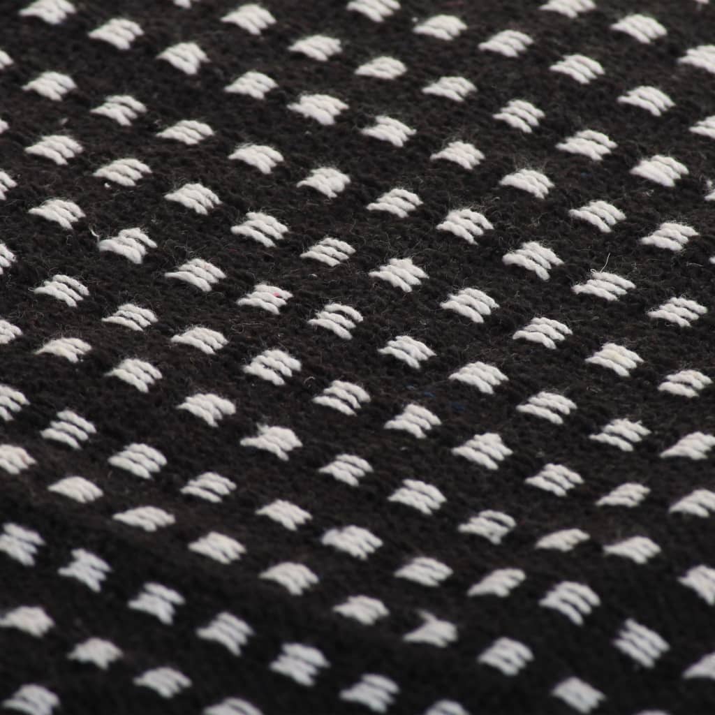 Copriletto in Cotone a Quadri 160x210 cm Nero