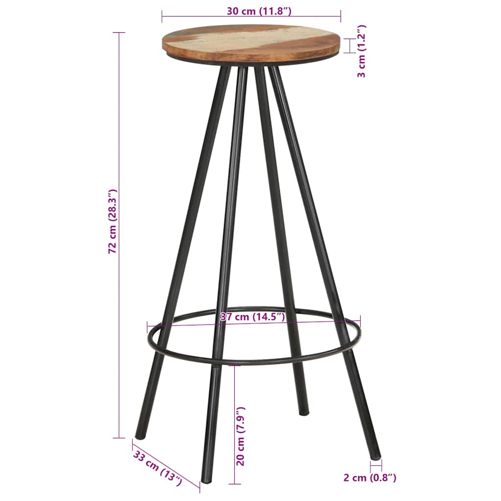 Sedie da Bar 4 pz Legno Massello di Recupero