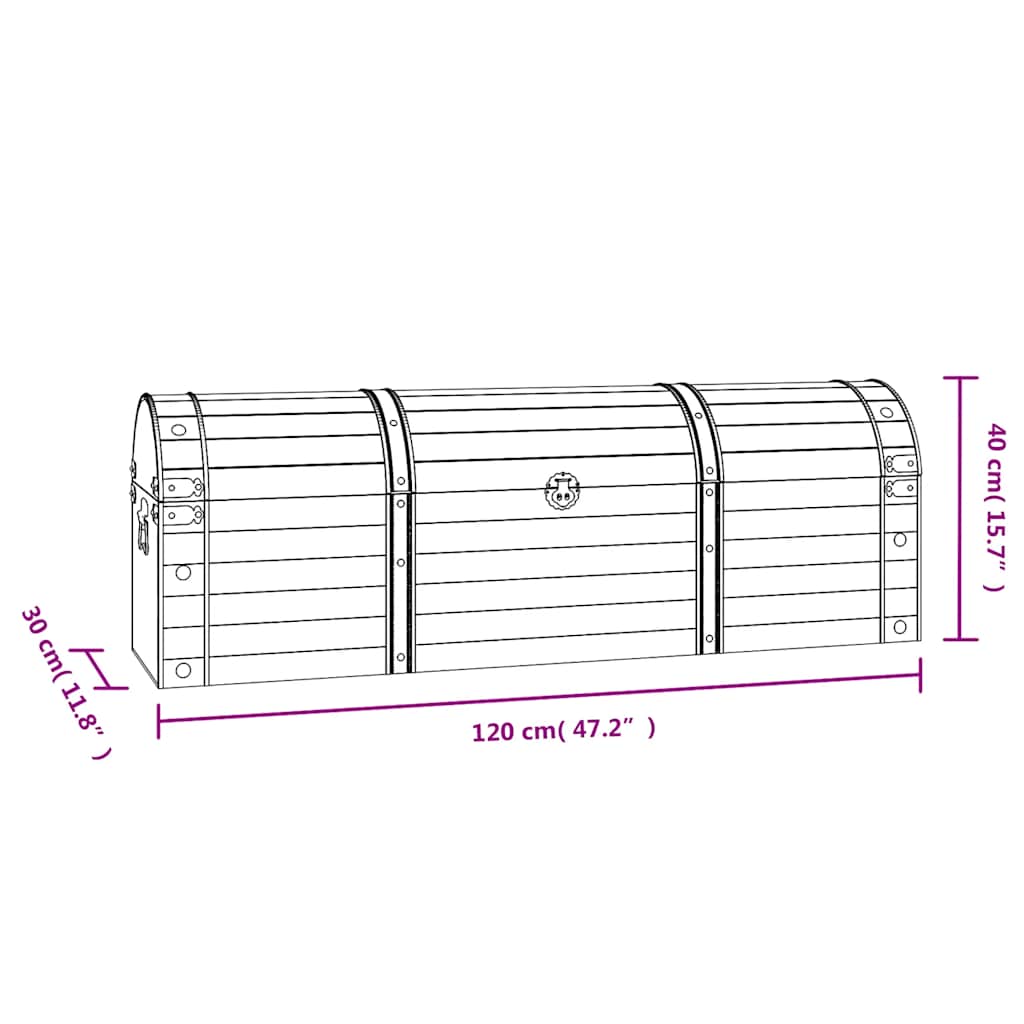 Baule in Legno Massello Stile Vintage 120x30x40 cm