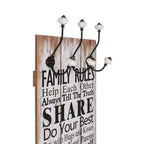 Appendiabiti da Parete con 6 Ganci FAMILY RULES 120x40 cm