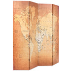 Paravento Pieghevole 160x170 cm Stampa Mappa del Mondo Giallo