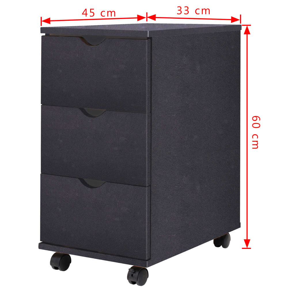Cassettiera 33x45x60 cm Nera