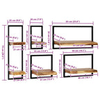Set di Mensole 5 pz in Legno Massello di Acacia e Acciaio