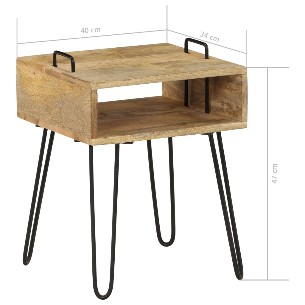 Comodino in Legno Massello di Mango 40x34x47 cm