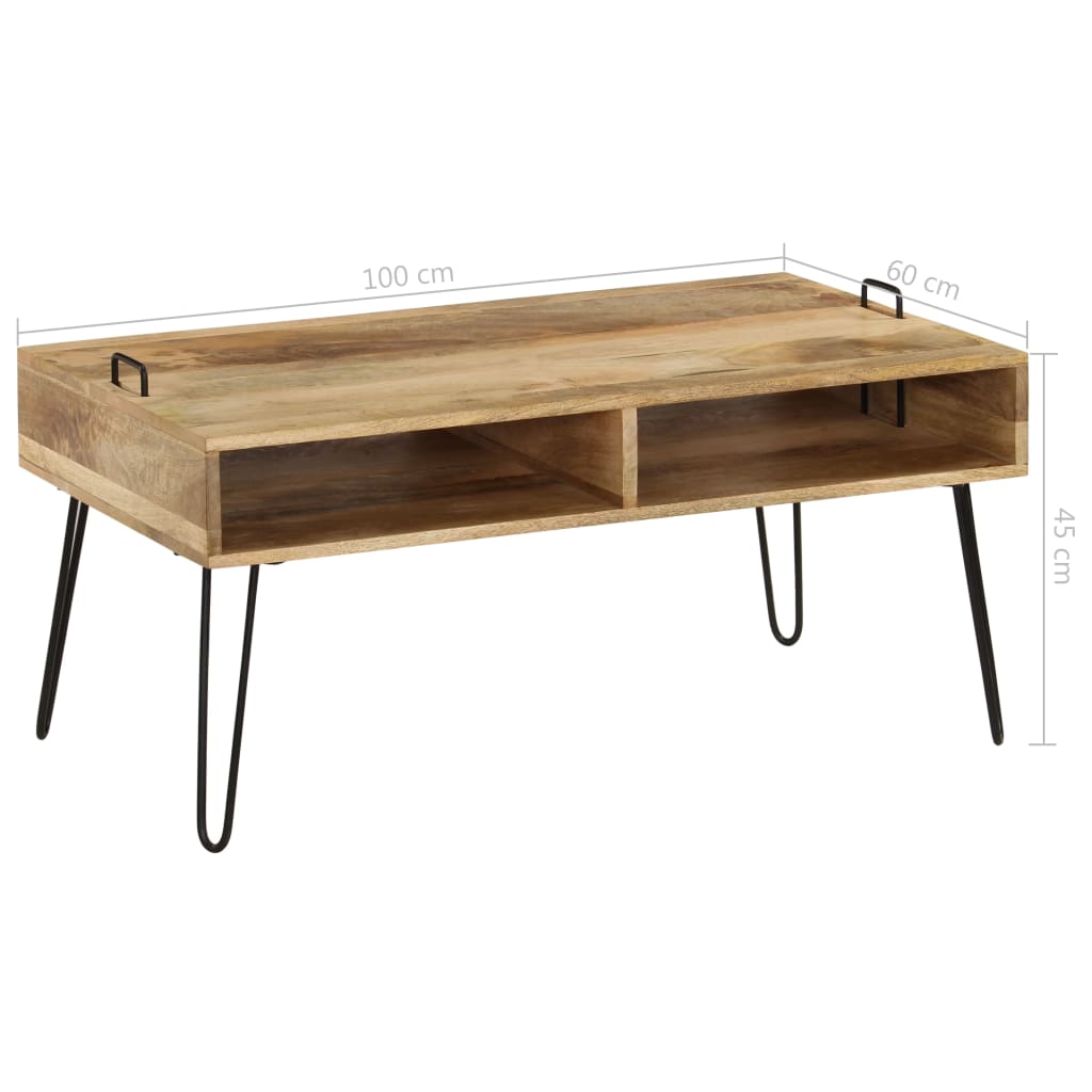 Tavolino da Salotto in Legno Massello di Mango 100x60x45 cm