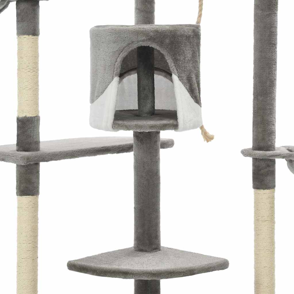 Albero per Gatti e Tiragraffi in Sisal 203 cm Grigio e Bianco